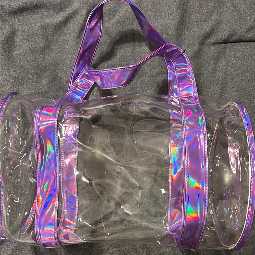 Holographic Purple and Clear Duffel Bag
